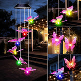 Retisee LED Solar Hanging Wind Chime, Outdoor Mobile Color Changing Light, Home Yard Garden Decoration Automatic Light Gift for Party Women Mom (Butterfly)