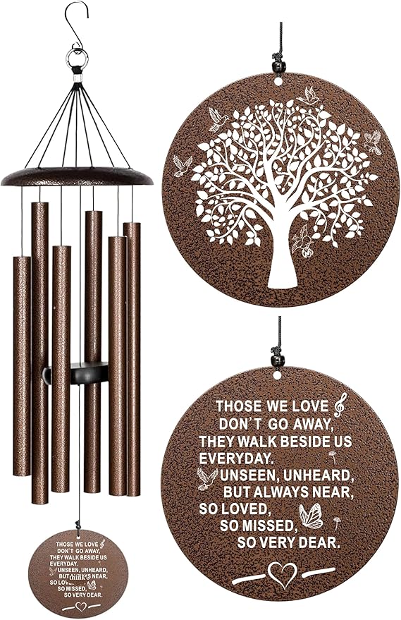 Sympathy Wind Chimes, 40" Memorial Wind Chimes for Loss of Loved One, Sympathy Memorial Bereavement Gift,in Memory of Loved One Loss of Mother Father，Home Decor Garden Patio Outdoor (Copper)