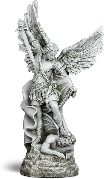 DevotedWalls 20.5" Large Saint Michael Statue Outdoor,Michael the Archangel Slaying Satan,Large Garden Religious Sculpture,San Miguel Arcangel Defender for Porch,Patio or Church Entryway