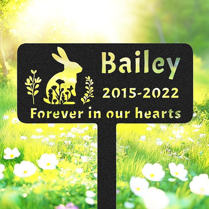 Personalised Pet Rabbit Memorial Grave Marker Plaque, Custom Rabbit Memorial Stake Grave Marker, Customized Memorial Garden Stake Marker Bunny Gift, Metal Rabbit Headstone Tombstone