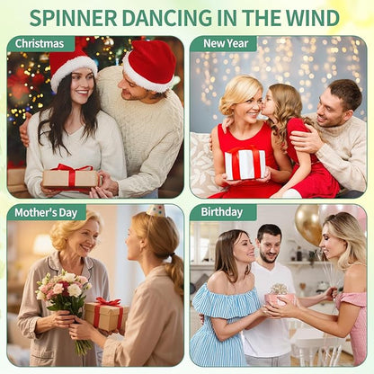 Wind Spinners Outdoor, IDEA SHOW 12In Stainless Steel Wind Spinners Outside, 3D Kinetic Hanging Sculpture, Rustproof Metal Garden Decor Ornaments for Yard Art, Women, Men, Holidays