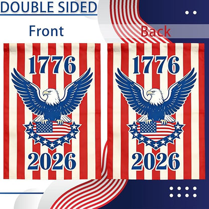250th Anniversary Garden Flag, Independence Day Garden Flag for Outside, 4th of July Decorations, Patriotic Banner with Eagle and Stripe Design, 12x18 Inch Double-Sided Garden Flags