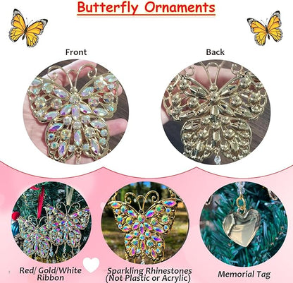 Glittering Butterfly Gift for Valentine's Day, Birthday, Anniversary - Gold Metal Ornament for Mother's Day, Wife, Grandma