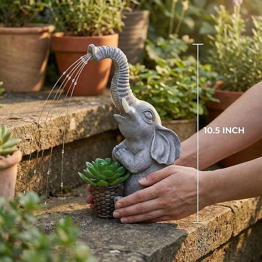 Lyeasw Solar Garden Decor Elephant Statues – Birthday Gifts for Women Mom, Water‑Resistant Watering Elephant Outdoor Decor for Patio, Yard & Porch with Auto On/Off Light, Praying Elephant Ornament