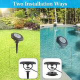 T-SUN Solar Pond Lights, IP68 Waterproof RGB LED Submersible Lights, 2-in-1 Floating & Stake Modes, Underwater Fountain Light for Garden, Pool, Fish Tank, Outdoor Pond Decoration