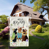 Hello Spring Garden Flags Golden Retriever Dog Yard Flag Puppy Daisy Floral Flowers House Banner Spring Butterfly Seasonal Flowers Garden Flag or Farmhouse Holiday Outside Decor 12x18 Inch