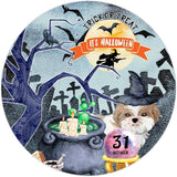 Retro Metal Sign 12"x12",Happy Halloween Scary Night Grave Witch Bats Trick Or Treat Dog Aluminum Tin Metal Sign for Home Living Room Bedroom Garden Farm Patio Decor Wall Art Poster