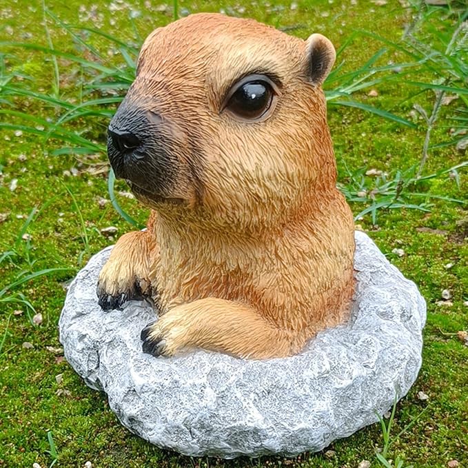 Patio Ornament Resin Gopher Statue Garden Decoration Realistic Animal Statues Weather-Resistant Garden Decor for Lawn Patio Balcony A