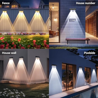 Brizled Solar Fence Lights Outdoor, 12 Pack 6 Modes 2700/4500/6500K 250ml Fence Solar Lights, IP65 Waterproof Outdoor Wall Light Landscape Lighting for Backyard Garden Patio Deck Railing Wall Poolside