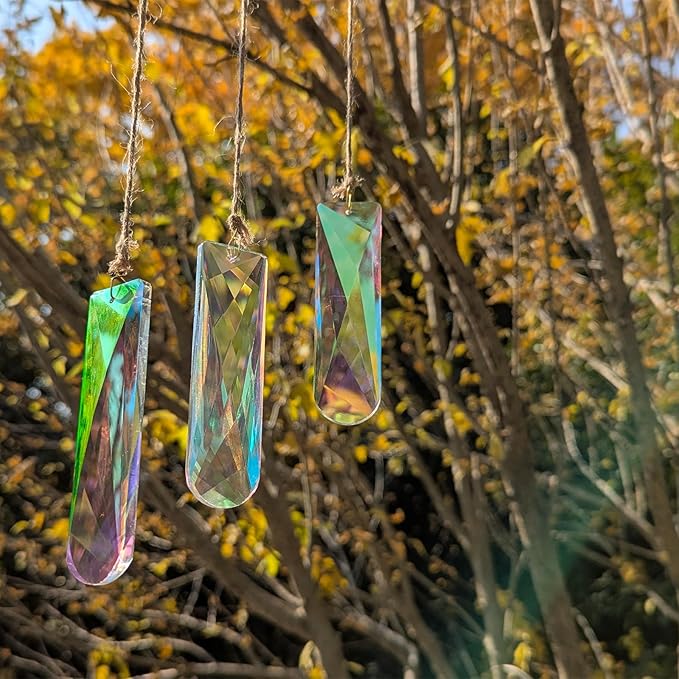 Crystal Prism Suncatcher DIY, 3pc Rectangular Prism Sparkling suncatchers for Windows Hanging, Car, Garden & Home Décor
