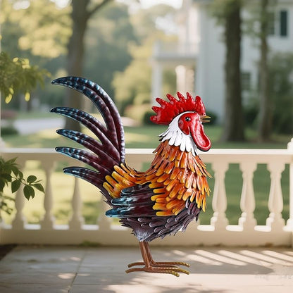 Shorayn Rooster Garden Statue Metal Chicken Yard Art Decor Outdoor Sculpture Figurines