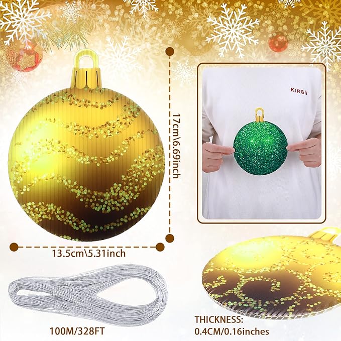 Sumind 10 Pieces Christmas Decorations Outdoor Christmas Hanging Ornaments Large Yard Lawn Signs Round Double Sided Porch Ornaments for Xmas Party Decor(Flash Style)