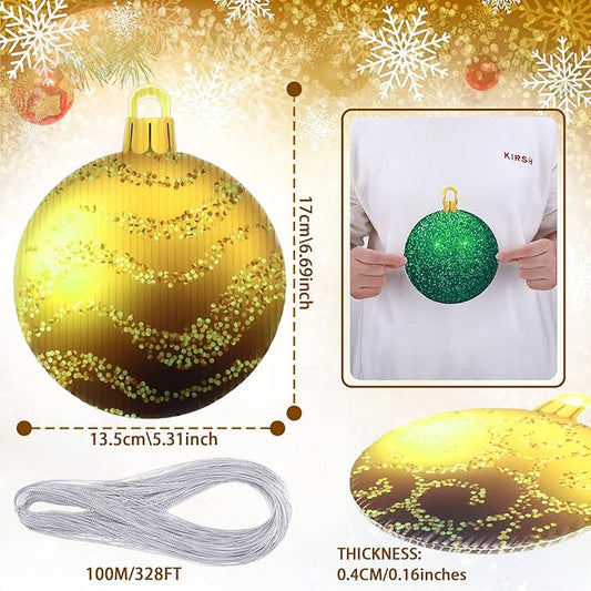 Sumind 10 Pieces Christmas Decorations Outdoor Christmas Hanging Ornaments Large Yard Lawn Signs Round Double Sided Porch Ornaments for Xmas Party Decor(Flash Style)