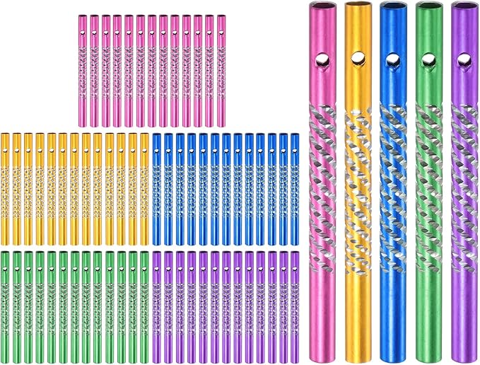 M METERXITY 100-Pack Wind Chime Tubes, Aluminum Wind Chime Empty Tubes, Metal Wind Bell for Outside/Arts and Crafts/DIY Home Garden Outdoor Hanging Decorations [Green+Pink+Blue+Yellow+Purple]