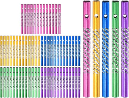 M METERXITY 100-Pack Wind Chime Tubes, Aluminum Wind Chime Empty Tubes, Metal Wind Bell for Outside/Arts and Crafts/DIY Home Garden Outdoor Hanging Decorations [Green+Pink+Blue+Yellow+Purple]