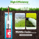 Deep Well Submersible Pump, DC 12V 180W Stainless Steel Water Pump, 6.6GPM Flow, 82ft Lift, for Industrial Home Farm Ranch Irrigation 4500RPM with 49ft Electric Cord