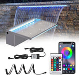 12'' APP Control Waterfall Spillway with RGB LED Lights, Acrylic Pond Fountain Set for Outdoor Decorations, Patio Pool Kit on The Wall for Garden w/16 Color Changing, Easy Installation