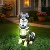 Outdoor Husky Dog Statue with Interchangeable Welcome Sign and Detachable Solar Lantern –LED Light Garden Dog Sculpture Décor Garden Statue Outdoor Dog Statue Cute Puppy for Yard Porch Gift