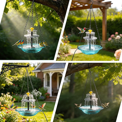 DDcafor Solar Water Fountain Pumps Hanging Bird Bath Fountain Solar Powered Cascading Bird Bath Water Fountain 3 Tier Bird Bath Solar Pump for Fountain