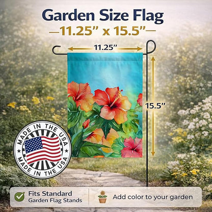 Caroline's Treasures Hawaii Hawaiian Hibiscus in Watercolor Garden Flag Mailbox Flag Decorative Yard Flag Banner Outside Patio Artwork Yard Flower Beds, Garden Size, Multicolor