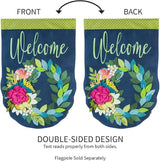 Evergreen Flag Flower Wreath Garden Burlap Flag | Spring Floral Garden Flags 12x18 double sided | Small House Flags For Outside | Welcome Spring Flag Décor for Yards Porch Gardens
