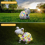 Outdoor Solar Flower Turtle Statue for Garden Décor, Waterproof Outside Tortoise Figurines Decor with Lights, Suitable for Yard, Lawn, Patio, Balcony - Gift for Grandma Mom Women Daughter