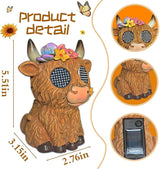 Solar Highland Cow Garden Outdoor Statues,Animals for Garden Decor with Moving Led Eyes,Lawn Decor Animal Statues for Patio,Balcony,Yard Ornament - Garden Gifts for Mom Grandma (Highland Cow)
