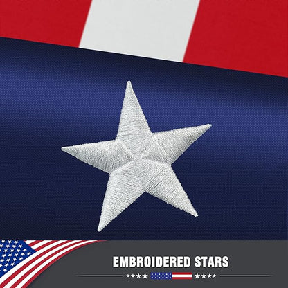 American Flag 3x5 FT for Outdoor, Heavy Duty US Flag Made from 200D Polyeter USA Flag with Embroidered Stars, Stitched Stripes and Brass Grommets. Vivid Color and UV Fade Resistant for Long Time Flying (Embroidered US flag)
