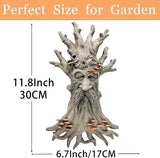 12" Real Tree Face Hugger Statue, Garden Trees Tree Huggers Decor with Mushroom Foliage Features, Outdoor Fairy Elve Accent Yard Art, Halloween Trees Decorations Outdoor Wall Mounted Statue