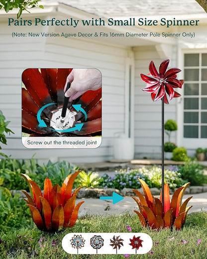 Large Metal Agave Plant Decor - 25.5" H Hand Painted Country Garden Sculpture, Home & Outdoor Metal Agave Yard Art Decor, Patio Lawn Ornament Ideal Gift for Family & Friends