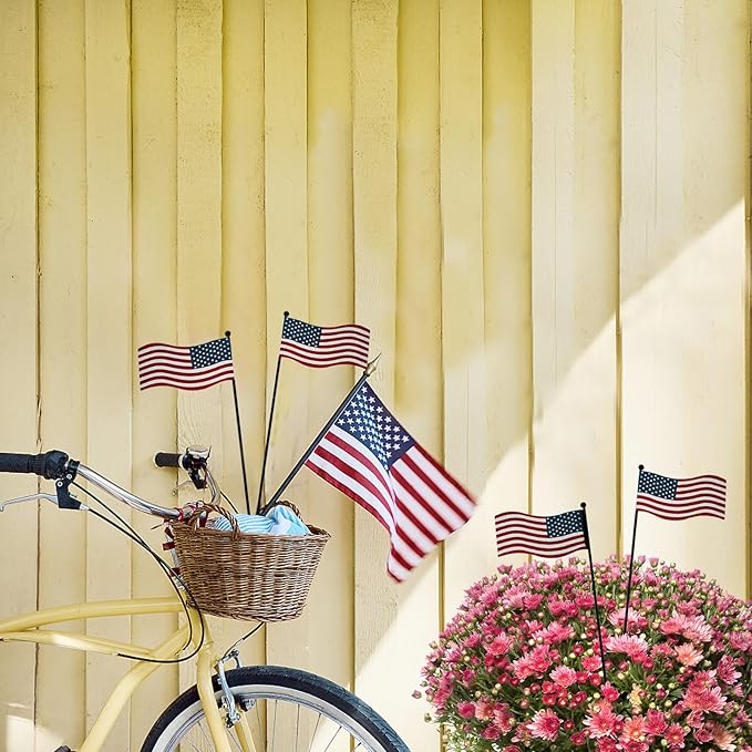 4pcs 13" H Metal American Flag Garden Stake Patriotic President Yard Signs Star&Stripes for Garden Lawn Patio Plant Pot Memorial Day 4th of July Independence Day Election Day Veterans Day Party Decor