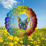 Wind Spinner, 3D Hanging Wind Spinner Ornament, Gifts for Women Mom Grandma, 12inch Metal Wind Kinetic Sculpture for Outdoor&Indoor Decor, Yard Art, Garden Decoration (Flower Butterfly)