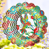 FONMY Wind Spinner Hummingbird 12 inch 3D Stainless Steel Wind Sculpture Worth Gift Christmas Decor. Laser Cut Metal Art Geometric Pattern - Hanging Mandala Wind Spinners, Kinetic Yard Art Decorations
