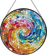 Rainbow Spiral Stained Glass, Suncatcher for Window Hanging, Decoration for Window Sun Catcher Wall Art for Mom Grandma, Gifts for Rainbow Lovers, for Home Yard Office Decor