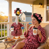 Lady Porch Goose Outfits, Spring Summer Goose Clothes Costume with Pink Leopard Bathrobe for 23/28" Lawn Cement Geese for Garden