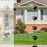 Topadorn Lotus Rain Chain for Gutters, Functional and Decorative Replacement for Gutter Downspouts, Adjustable Rain Catcher Chain with 8 Cup for Eaves Drainage, Black