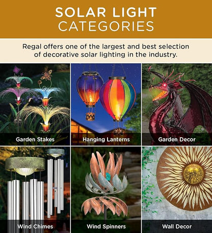 Regal Art & Gift Swirl Balloon Spinner, 62-Inch Solar Garden Stake - Metal Wind Spinner with Solar Light - Outdoor Kinetic Garden Sculpture for Yard Art, Patio & Lawn Décor - Purple