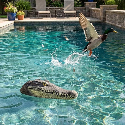 Pond Floating Alligator Head Decoy, Outdoor Pools Float Fake Gator Head Duck Detterent for Pool,Crocodile Head for Decorations,Swimming Pool,Koi Pools, 13 x 5.5 x 2.8 Inches