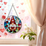 Funoasis Valentine's Day Gnome Stained Glass 6.3 Inches Suncatcher - Cupid & Red Heart Ornament Window Hanging Decor for Sweetheart Present