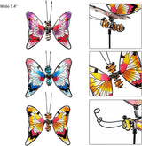 Juegoal Set of 3 Butterfly Garden Stake Decor, 20 Inch Colorful Butterflies Stakes, Glass & Metal Yard Art Ornaments for Mom, Mothers Day Ideal Gifts, Outdoor Lawn Pathway Patio Plant Pot, Flower Bed