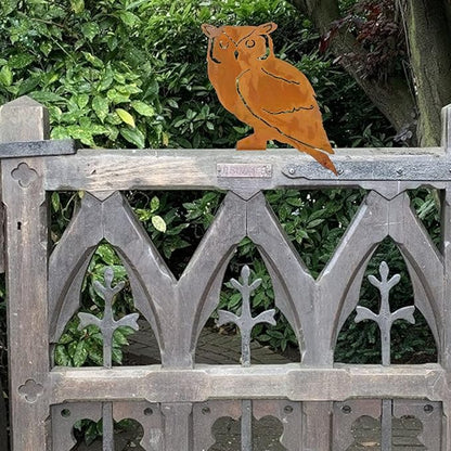 HANABASS 1pc Garden Owl Iron Stake Decor Charming Outdoor Decoration for Lawn Patio Easy to Install Garden Ornament Beautiful Rusty Metal Owl Design for Ambiance