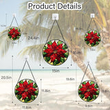 Stained Glass Window Hanging - Poinsettia Suncatcher for Door Garden Home Decor Birth Flower Sun Catcher Birthday Mother's Day for Lovers Friend Women Mom Nana 7.8 in
