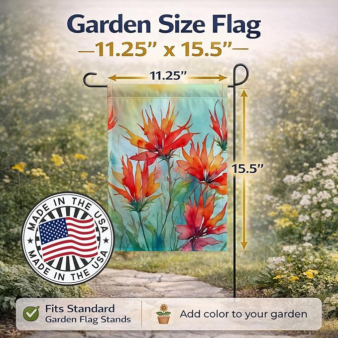 Caroline's Treasures Wyoming Indian Paintbrush in Watercolor Garden Flag Mailbox Flag Decorative Yard Flag Banner Outside Patio Artwork Yard Flower Beds, Garden Size, Multicolor