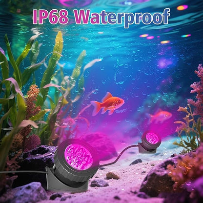 T-SUN Submersible LED Pond Lights, Color Changing Underwater Spotlights with Remote & Memory, IP68 Waterproof for Fish Tank, Aquarium, Garden Fountain, Pool(5 Light Heads)