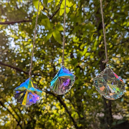 Crystal Prism Pendant DIY Suncatcher, Fan-Shaped Hanging Crystal Prism suncatchers for Window, Car, Garden & Home Décor,