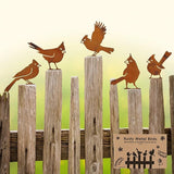 5-Pack Rustic Metal Bird Statues for Outdoor Garden - Vintage Yard Art Decor with Realistic Bird Shapes for Fence, Patio, Lawn Ornament