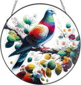 RIVEENY Stained Glass Window Hangings,8" Suncatcher Stained Glass Window Panels,Stained Panel Hangings Gift Women Girls Thanksgiving Birthday Gifts for Mom Grandma (Pigeon)