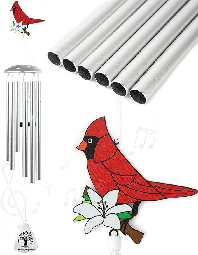 Memorial Wind Chimes for Loss of Loved One, Sympathy Wind Chimes for Outside with Cardinal Wind Spinner, Bereavement Condolence Remembrance Gift for Loss of Mom Mother Father Husband
