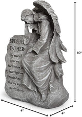 Besti Garden Memorial Stone Angel - Cold-Cast Ceramic Graveyard Remembrance Decoration - Outdoor Sculpture and Engraved Design with Special Father Quote - Sympathy Gift