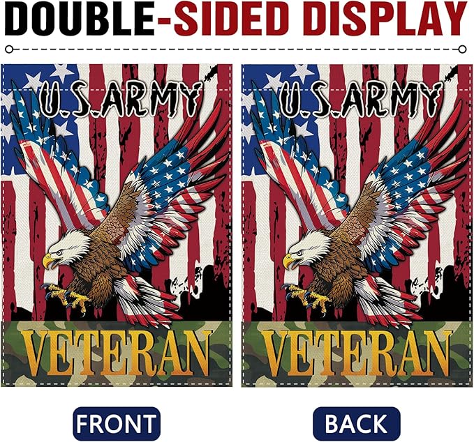 Dyrenson 4th of July Patriotic Bald Eagle Decorative Garden Flag, America USA Army Veteran Yard Outside Home Decoration, American Burlap Outdoor Small Decor Double Sided 12 x 18
